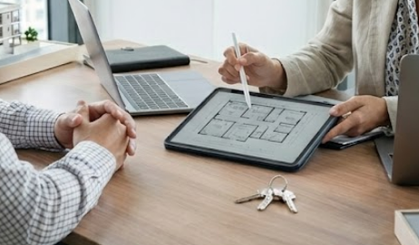 Inmobiliaria haciendo entrega de llaves. Manurban Badajoz